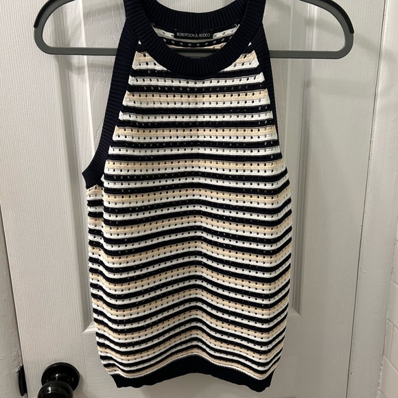 Roberta Roller Rabbit Navy and White Knit Tank Top - Picture 1 of 3